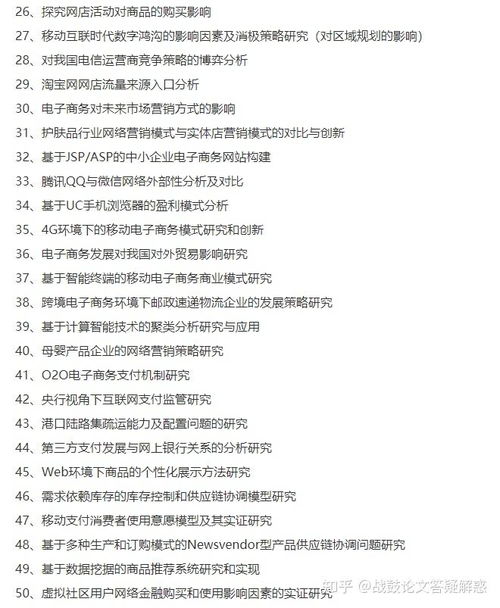 电子商务专业本科论文选题